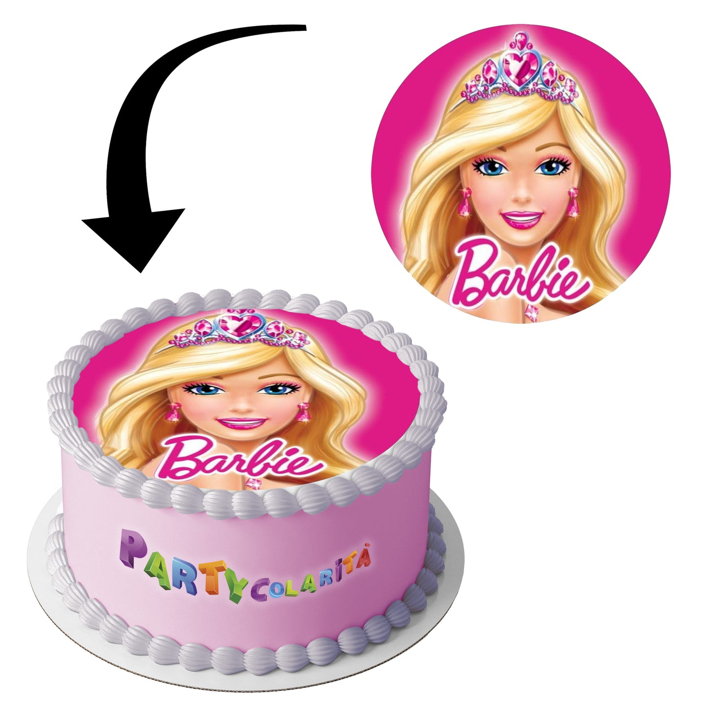 CIALDA PER TORTA BARBIE TONDA IN OSTIA DIAMETRO 20 CM (mod-5)