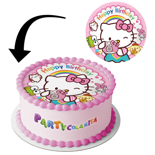 CIALDA PER TORTA HELLO KITTY TONDA IN OSTIA DIAMETRO 20 CM (mod-2)