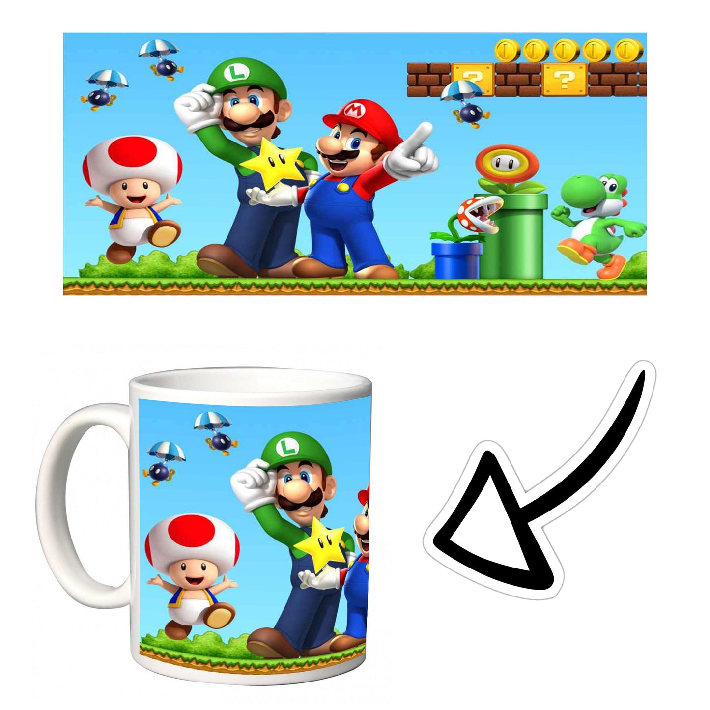 SUPER MARIO TAZZA DA LATTE IN CERAMICA 8X11 (mod2)