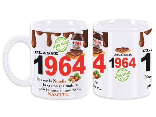 TAZZA IN CERAMICA 60 ANNI ALTA 9 CM LARGA 8 CM GADGET 1964