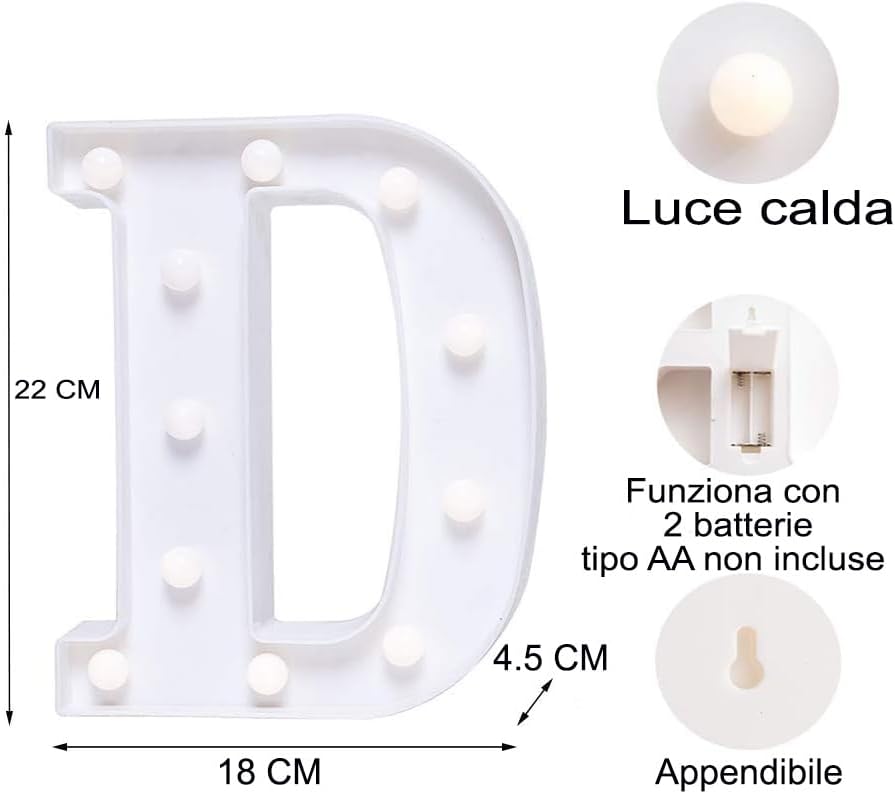 DECORAZIONE LUMINOSA LETTERA D