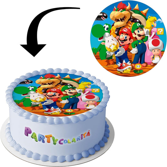 CIALDA PER TORTA SUPER MARIO TONDA IN OSTIA DIAMETRO 20 CM (mod-3)