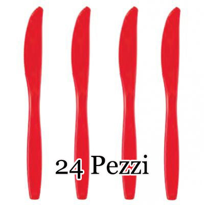 SET 24 COLTELLI PLASTICA RIUTILIZZABILI ROSSI