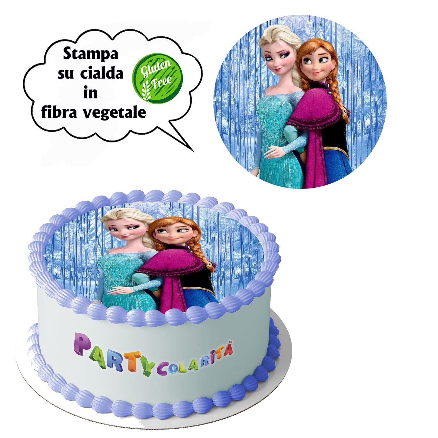 CIALDA PER TORTA FROZEN TONDA IN IN FIBRA VEGETALE DIAMETRO 20 CM (mod-2)