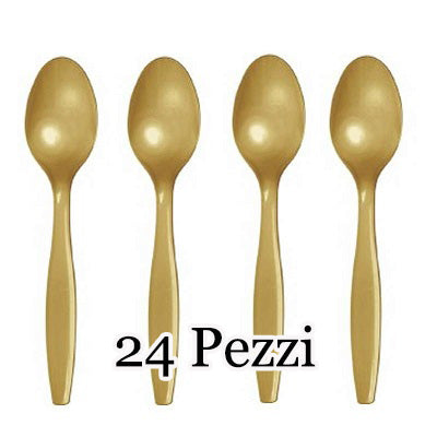 SET 24 CUCCHIAIA PLASTICA RIUTILIZZABILI ORO